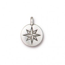 14.5mm TierraCast Mini North Star Charm - Antique Fine Silver Plated - Pack of 2