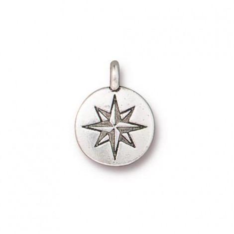 14.5mm TierraCast Mini North Star Charm - Antique Fine Silver Plated - Pack of 2