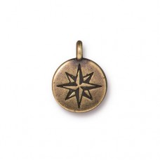 14.5mm TierraCast Mini North Star Charm - Brass Oxide - Pack of 2