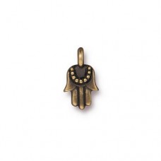 12.5mm TierraCast Mini Hamsa Charm - Brass Oxide - Pack of 2