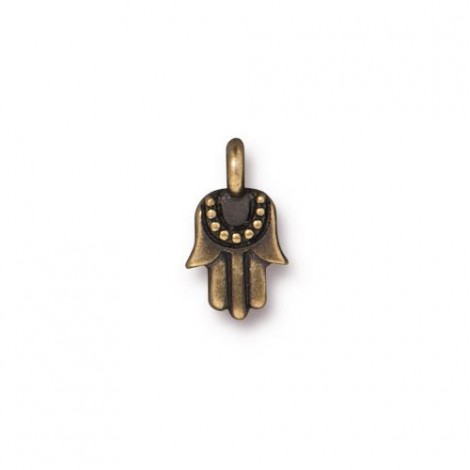 12.5mm TierraCast Mini Hamsa Charm - Brass Oxide - Pack of 2