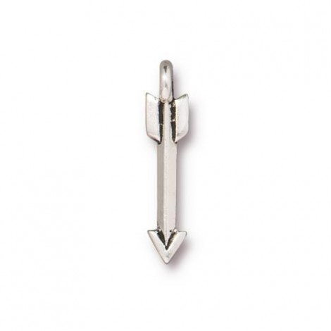 20mm TierraCast Mini Arrow Charms - Antique Fine Silver - Pack of 2