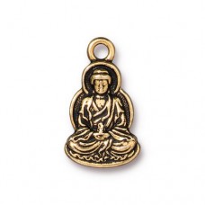 21mm TierraCast Buddha Charm - Antique 22K Gold Plated - Each