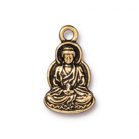 21mm TierraCast Buddha Charm - Antique 22K Gold Plated - Each