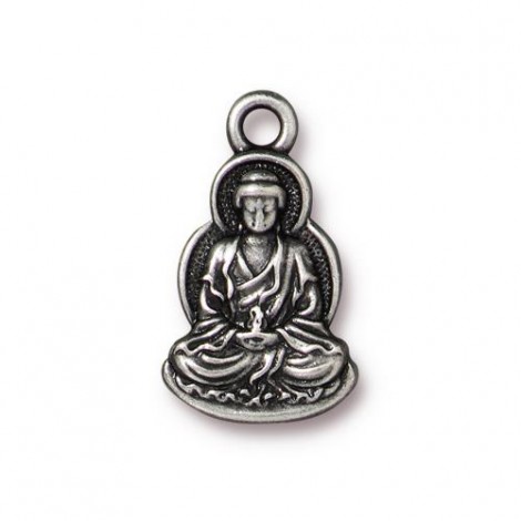 21mm TierraCast Buddha Charm - Antique Pewter - each