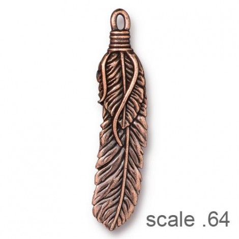 49x11mm TierraCast Feather Pendant - Antique Copper
