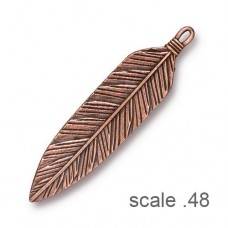 72x17mm TierraCast Feather Pendant - Antique Copper Plated - Each