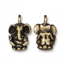 18mm TierraCast Ganesh Elephant Charm - Brass Oxide - Each