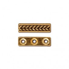 15mm TierraCast Braided 3-Hole Spacer Bar - Antique Gold - Pack of 2