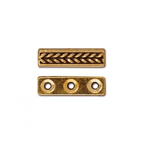 15mm TierraCast Braided 3-Hole Spacer Bar - Antique Gold