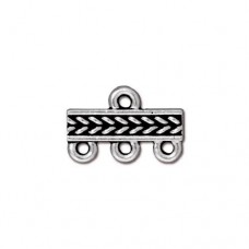 15mm TierraCast Braided 3-1 Link Bar - Antique Silver - Pack of 2