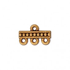 15mm TierraCast 3-1 Beaded Link - Antique Gold - Pack of 2