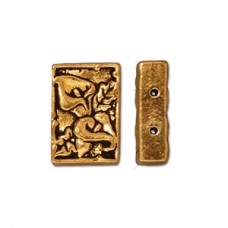 14x10mm TierraCast 2 Hole Calla Bead - Antique 22K Gold - Pack of 2