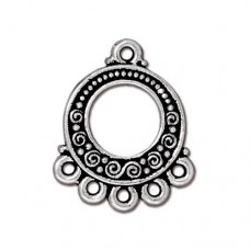 22x18mm TierraCast Spirals & Beads 5-1 Drop - Antique Fine Silver Plated - Each