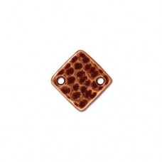 12mm TierraCast Drilled Hammertone Diamond Link - Antique Copper - Pack of 2