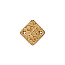 12mm TierraCast Hammertone Diamond Links - 22kt Gold Plated - Pack of 2