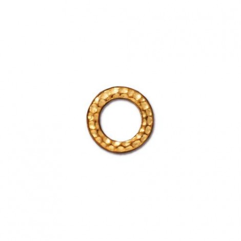 9mm TierraCast Small Hammertone Ring Links - Bright 22K Gold Plated