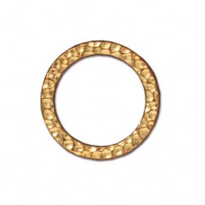 19mm TierraCast Large Hammertone Ring Links - 22K Gold Plated - Pack of 2