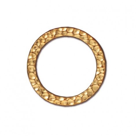 19mm TierraCast Large Hammertone Ring Links - 22K Gold Plated