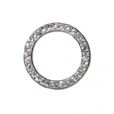 19mm TierraCast Large Hammertone Ring Links - Rhodium Silver Plated - Pack of 2