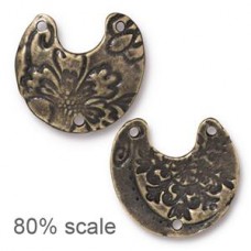 19x21mm TierraCast Flora Crescent Link - Brass Oxide - Each