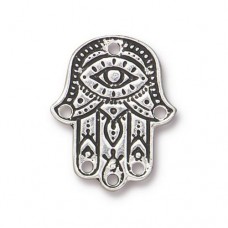 22x17mm TierraCast  Hamsa Hand Link - Antique Silver - Each