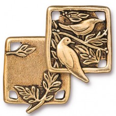 21x18.5mm TierraCast Botanical Birds Link - Antique 22K Gold Plated - Each