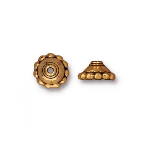 8mm TierraCast Beaded Beadcaps - Antique 22K Gold Plated - Pack of 2