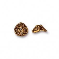 7.5mm TierraCast Lily Beadcap - Antique 22K Gold - Pack of 2