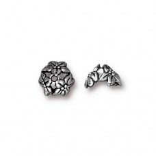 7mm TierraCast Jasmine Bead Cap - Antique Fine Silver Plated - Pack of 2