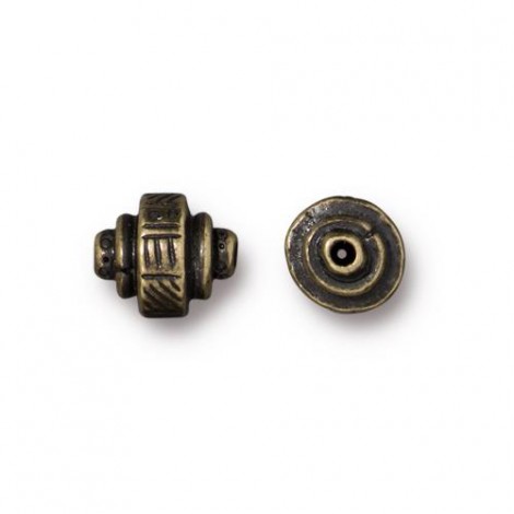 9x7mm TierraCast Brass Oxide Ethnic Barrel Beads - Pack of 2