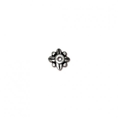 5mm TierraCast Leaf Bead Caps - Antique Fine Silver Plated  - Pack of 4