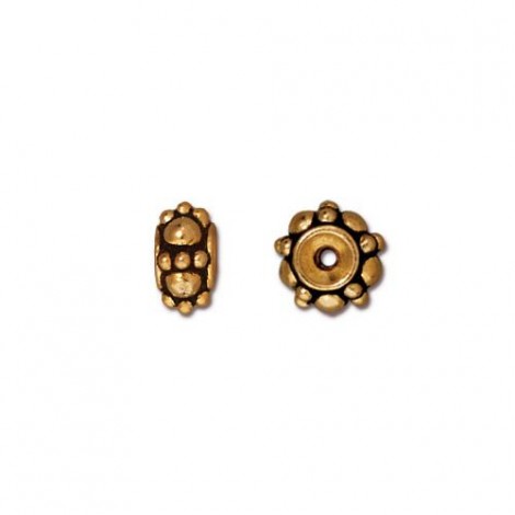6mm TierraCast Turkish Spacer Beads - Antique 22K Gold Plated - Pack of 2