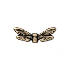 6x20mm TierraCast Dragonfly Wing Charm Beads - Brass Oxide - Pack of 2