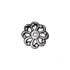 12mm TierraCast Open Scalloped Beadcaps - Antique Silver - Pack of 2