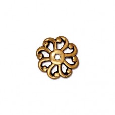 12mm TierraCast Open Scalloped Beadcaps - Antique 22K Gold Pl - Pack of 2