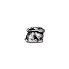 7x10mm TierraCast Bunny Beads - Antique Fine Silver Plated - Pack of 2