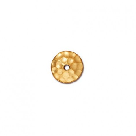 8mm TierraCast Hammertone Beadcaps - Bright 22K Gold Plated - Pack of 2