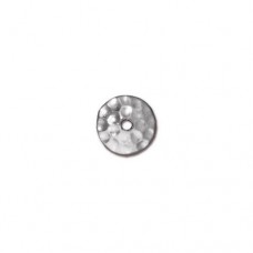 8mm TierraCast Hammertone Beadcaps - Rhodium Plated - Pack of 2