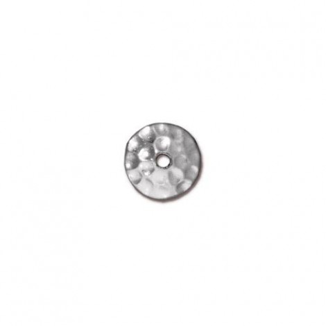 8mm TierraCast Hammertone Beadcaps - White Bronze (Silver) Plated - Pack of 2