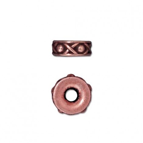 9.5mm TierraCast Legend Large 2.5mm Hole Spacer Bead - Antique Copper - Pack of 2