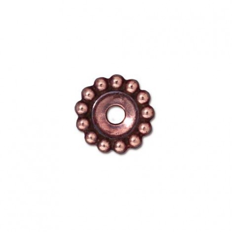 12mm TierraCast Large 2.5mm Large Hole Beaded Spacer - Antique Copper - Pack of 2 12mm TierraCast Large 2.5mm Large Hole Beaded Spacer - Antique Copper - Pack of 2