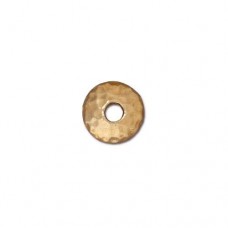 9mm TierraCast Large 2.25mm Hole Hammertone Beadcaps - 22K Gold Plated - Pack of 2