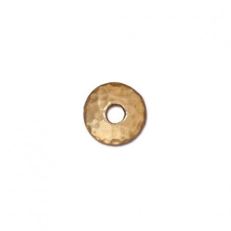 9mm TierraCast Large 2.25mm Hole Hammertone Beadcaps - 22K Gold Plated