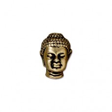 14mm TierraCast Buddha Head Bead - Antique 22K Gold Plated - Pack of 2