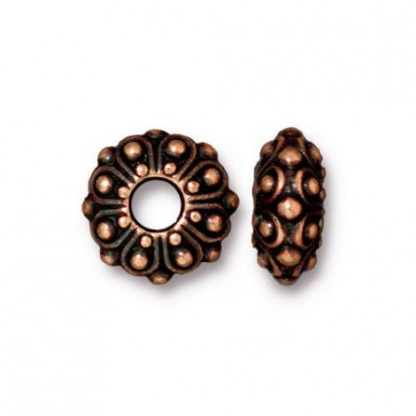 12x5.5mm TierraCast Casbah Euro Style Bead with 4mm hole - Antique Copper - Pack of 2