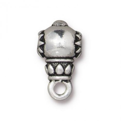 16x9mm TierraCast Lotus Guru Beads - Fine Silver Plated