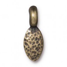 21x7.5mm TierraCast Hammered Petal Spacer Drop - Brass Oxide - Pack of 2