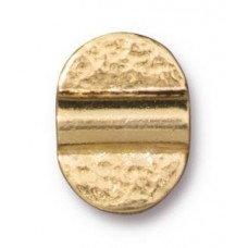 13x10mm TierraCast Double Hammered Baule Bead - 22K Gold Plated - Each
