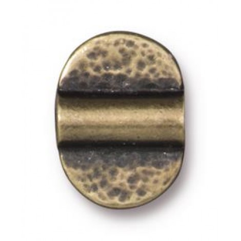 13x10mm TierraCast Double Hammered Baule Bead - Brass Oxide